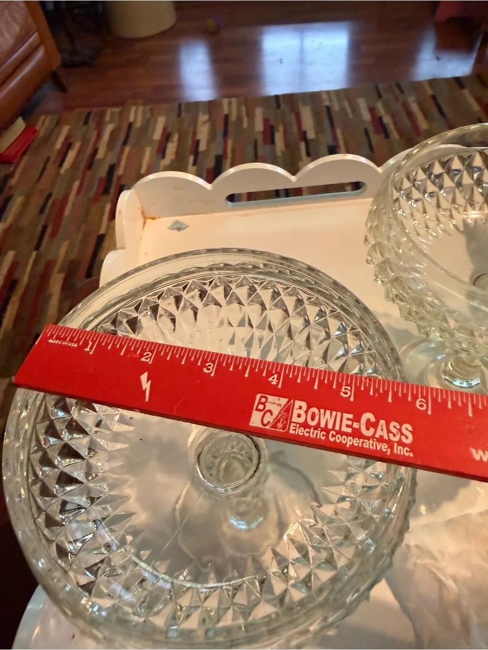Pair Of Indiana Glass Diamond Point Clear Compote Bowl Candy Trinket Dish